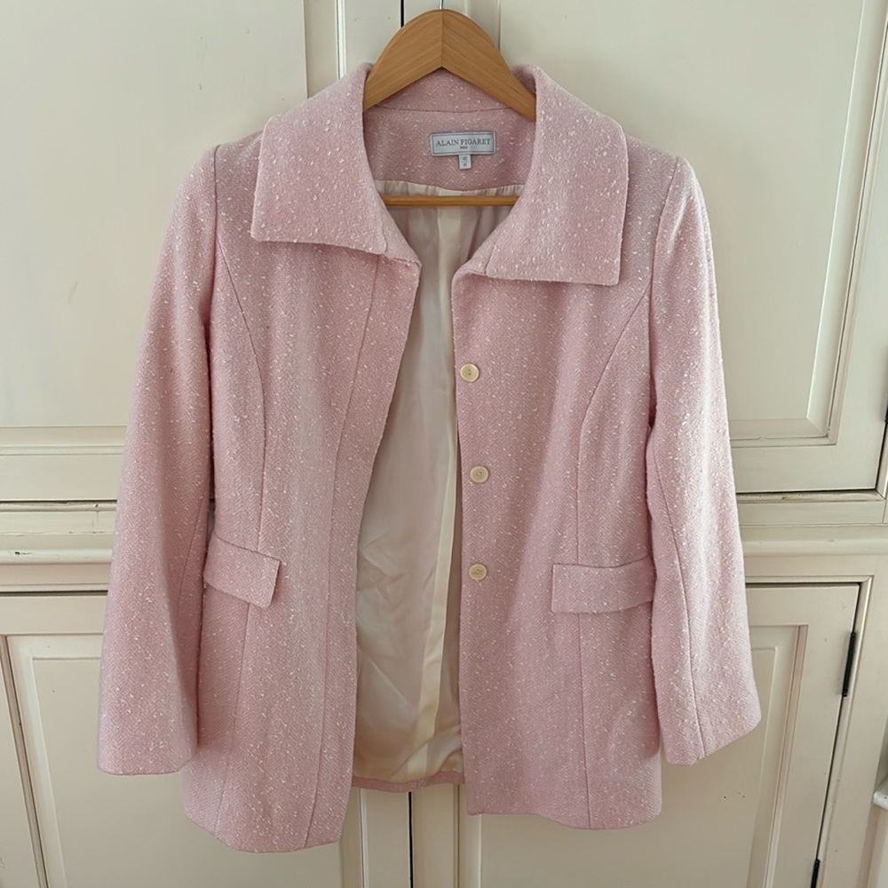 Alain Figaret Paris Pink Tweed Wool Jacket EUC